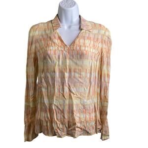 Vintage EPISODE‎ 100% Silk Pink Yellow Orange Blouse Size 6 Career Y2K 90’s Work